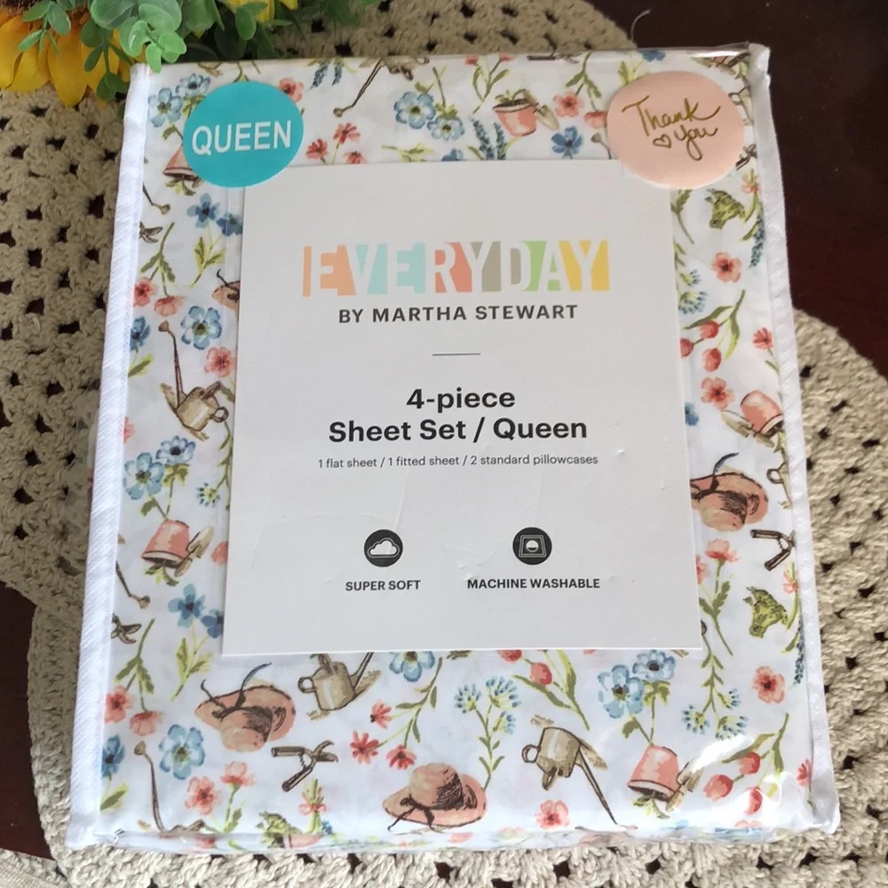 Martha Stewart Everyday Garden Print Queen Sheet Set